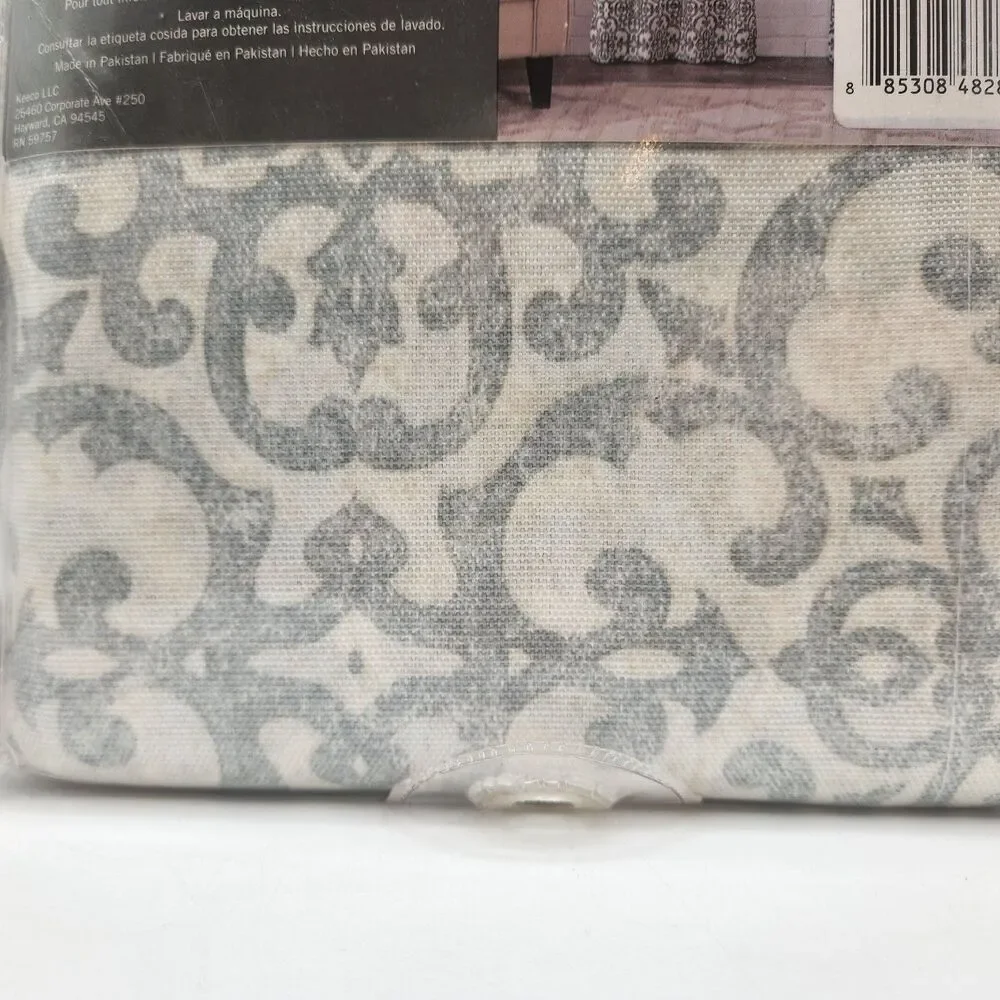 Pairs to Go Brockwell Spa Rod Pocket Curtain Two Panels Ivory Gray 56x95 New